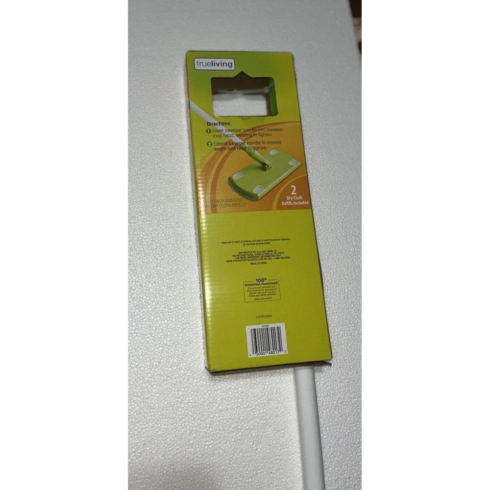 TRUE LIVING SWEEPER MOP STARTER KIT W/ 2 DRY CLOTHS INCLUDED